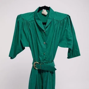 Vintage 90's Sandy Sandy green button front dress 10 - Picture 1 of 11