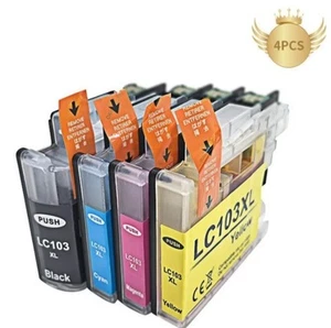 Cartucho de tinta 4 paquetes LC103XL para Brother MFC-J245/J285/J450/J470/J870DW DCP-J875DW - Imagen 1 de 3