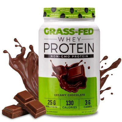 Nutrology Grass Fed Whey Protein em pó sabor chocolate cremoso suporta magro... - Imagem 1 de 4