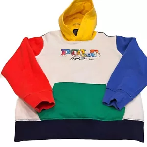 Polo Ralph Lauren Color Block Hoodie Unisex Size Large 14-16 Unique  - Picture 1 of 8