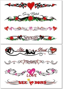 8 Large Sexy Naughty Temporary Tattoos for Women Ladies Adult Fun for Lower Back - Picture 1 of 7