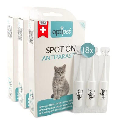 OptiPet 18x Spot on Katzen Anti Zecken Floh Milben Läuse Schutz gegen Parasiten