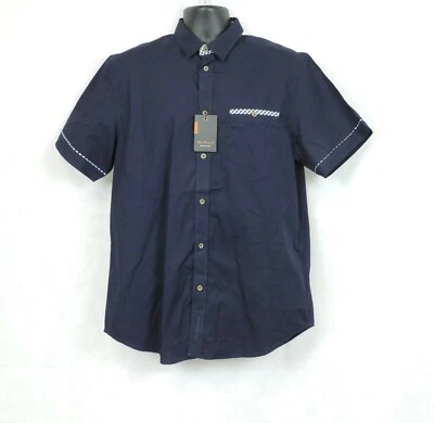 Ben Sherman Manga Corta Vichy Recortar Azul Marino Camisa Talla L CR016 Ff 30 - Imagen 1 de 4