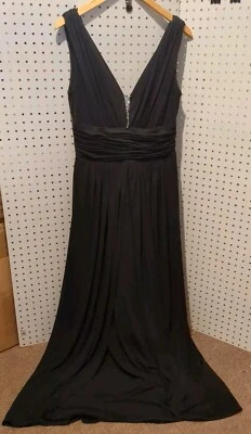 Niki Levas Evening Gown Dress Sleeveless Black Long Size 12W Party Wedding Prom - Image 1 of 4