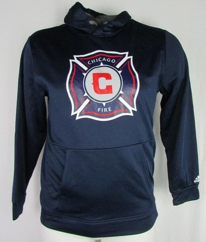 Chicago Fire Men's Navy Adidas Climalite Warm Pullover Hoodie Jacket MLS  L 2X Cover