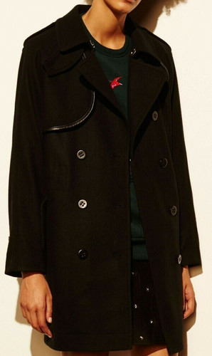 GIACCA TRENCH MULTI LANA NERO NUOVO CON ETICHETTE CONVERTIBILE COACH TAGLIA 00 $895