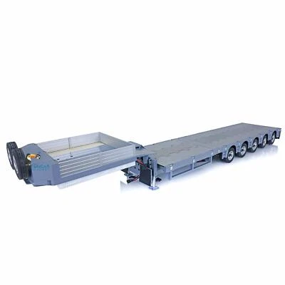 CNC Flat Module Metal 5 Axles Heavy Lowboy Trailer For RC 1:14 Tractor Truck Car - Image 1 of 4
