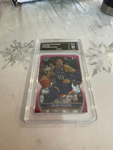 JALEN WILSON KANSAS 2023 BOWMAN CHROME UNIVERSITY PINK REF RC # 67 GRADED 10 - Picture 1 of 2