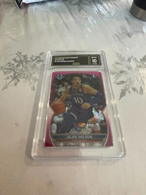 JALEN WILSON KANSAS 2023 BOWMAN CHROME UNIVERSITY PINK REF RC # 67 GRADED 10 - Image 1 of 2