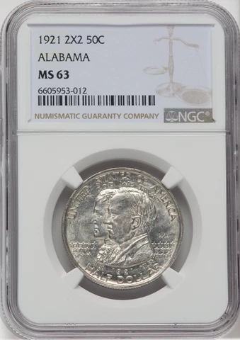 1921 ALABAMA 2X2 50c NGC MS63 Cover