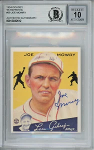 Joe Mowry Autographed 1934 Goudey '85 Reprint #59 Card Beckett 10 Slab 38424 - Picture 1 of 2