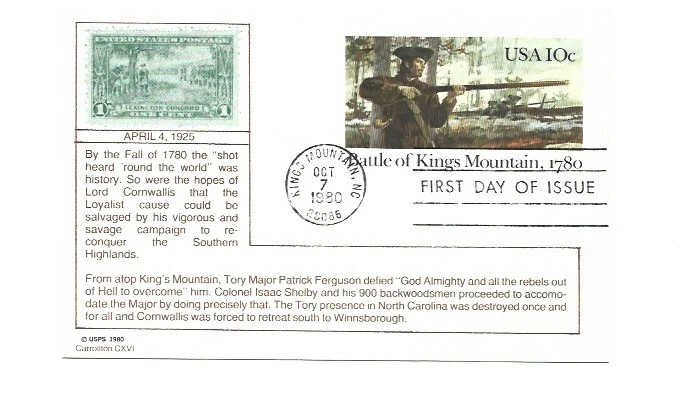 UX85 Battle of Kings Mountain, 1780, Carrollton FDC - Image 1 of 1