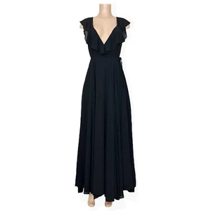 NWT Yumi Kim Full Bloom Wrap Maxi Dress, Black, XS - Picture 1 of 7