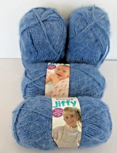 4 Skeins Lion Brand Jiffy Yarn #111 Heather Blue #5 12 oz Acrylic - Picture 1 of 3