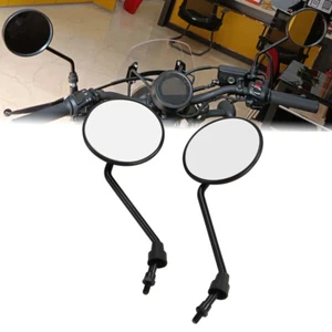 2 Universal Round Motorcycle Rearview Mirrors 8mm Black Stem For Honda Kawasaki - Foto 1 di 12