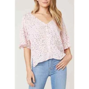 JACK by BB Dakota Pink Colorful Polka Dot Blouse NWT Size Small - Picture 1 of 11