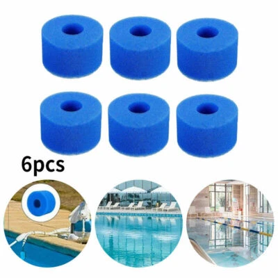 6pcs Reusable Washable Foam Hot Tub Filter Cartridge S1 Type For Intex Pure Spa - Image 1 of 4