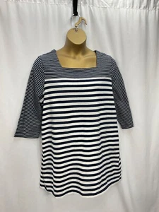 GEORGE size 20 blue white stripe short dress stretch cotton 3/4 sleeve casual - Picture 1 of 10