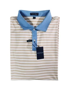 Peter Millar Crown Crafted Tailored Fit Striped SDUNE Polo Shirt Men's Size 2XL - Picture 1 of 12
