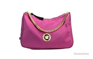 Versace Small Dahlia Nylon Fabric Medusa Pendant Crossbody Shoulder Purse Bag - Picture 1 of 9