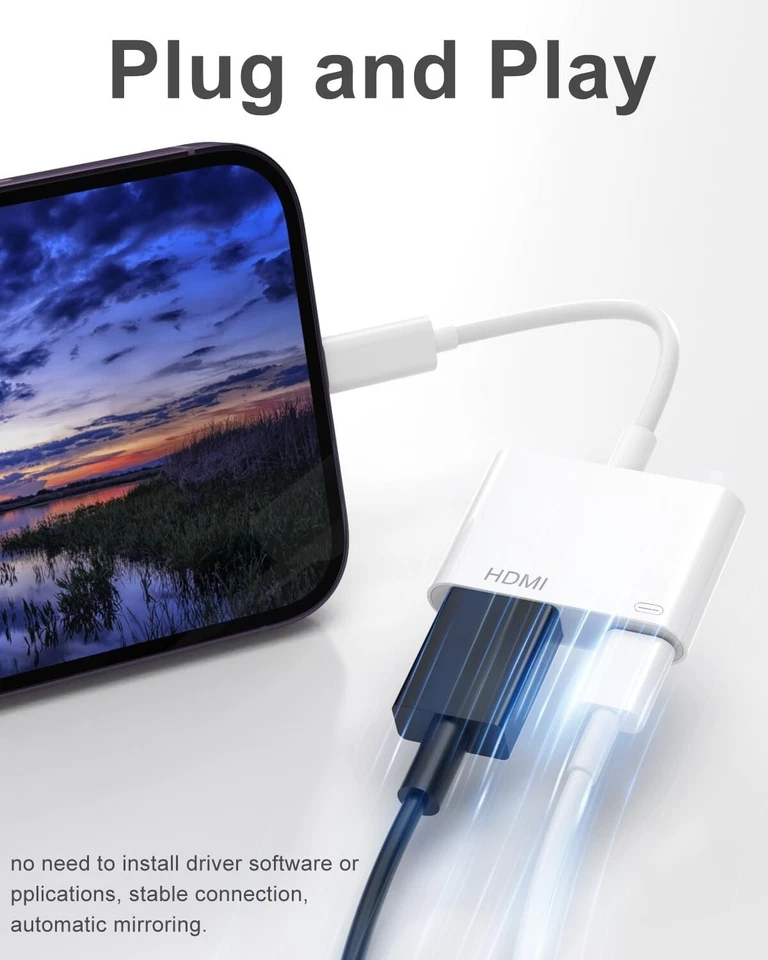 Cavo Lightning con Certificazione MFi iPhone iPad HDMI TV 1080P Video AudioPower - Immagine 1 di 4