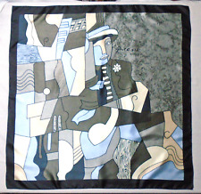 PICASSO SCARF- BLUE & GRAY MAN - 34 1/2" x 34 1/2" -LOT #120