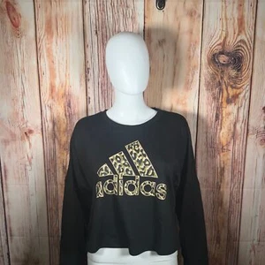 Adidas Women's Leopard Logo-Graphic Sweatshirt Large NWT - Picture 1 of 4