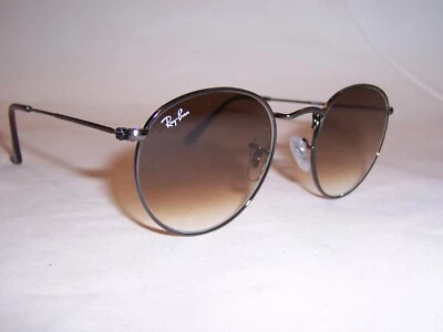 New RAY BAN ROUND METAL Sunglasses 3447N 004/51 GUNMETAL/BROWN 50mm AUTHENTIC - Image 1 of 4