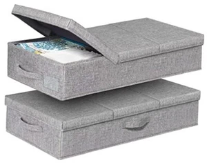 Under Bed Storage With Lids, 2 Pack Large Underbed Storage Grey-2 Pack - Picture 1 of 7
