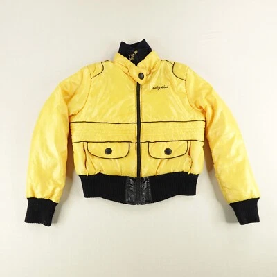 Chaqueta corta vintage Baby Phat para mujer grande amarilla negra acolchada Y2K Foto 1 de 4