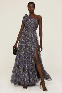 leena for Mac Duggal One Shoulder Floral Gown - Picture 1 of 12