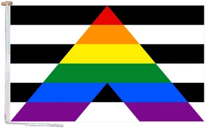 Straight Ally Rainbow LGBTQ+ Gay Pride Flag With Rope & Toggle - Various Sizes - Picture 1 of 6