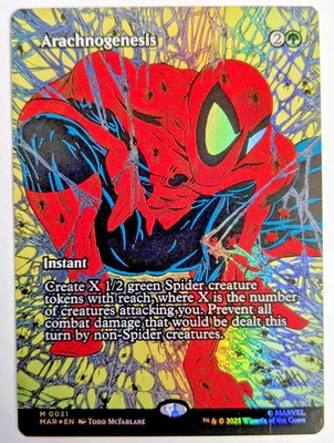 MTG MARVEL SPIDERMAN FOIL BORDERLESS Arachnogenesis TODD MCFARLANE - Image 1 of 2