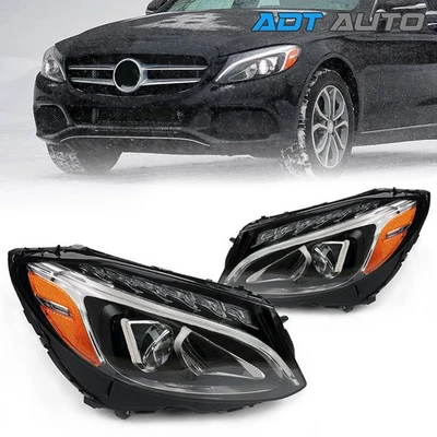 Pair LED Headlights For Mercedes Benz C-Class W205 C300 2015-2018 Left & Right - Image 1 of 4