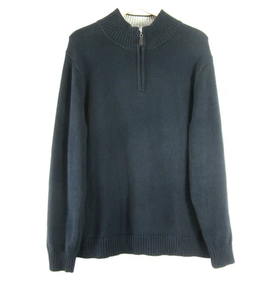 L.L. Bean Mens XL Navy Blue LS Cotton Knit 1/2 Zip Pullover Sweater Nautical - Image 1 of 4