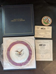 Abraham Lincoln Plato de Postre Madera Casa Blanca Colección Certificado Caja - Imagen 1 de 9