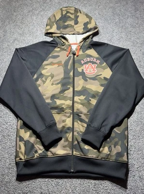 Columbia Auburn University Camo Hoodie Jacket Mens L Black/Camo Full Zip LOGO - Image 1 of 4