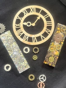 Haarspangen Set „Zeit“ Neu Resin mit Glitzer und Muschelsplitter - Bild 1 von 5