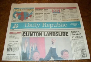 Daily Republic (full, complete, unused) newspaper Clinton Elected Nov. 4th, 1992 - Picture 1 of 2