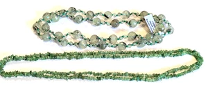TGGC 28 inch continuous 208 ct Prehnite necklace & 32 inch peridot necklace (2) - Picture 1 of 9