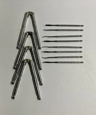 Vintage Intricate Silver Metal Crab Nut Shell Lobster 4 Crackers & 8 Fork Picks - Image 1 of 4