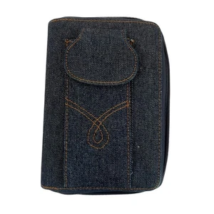 Vintage On.File Denim Personal 6 Ring Planner Wallet Cover  - Picture 1 of 6