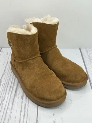 Koolaburra By UGG Mid Calf Boots Size 8 Tan Suede Women’s Brass Buckle - Image 1 of 4