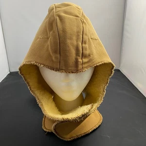 Vintage Carhartt Shearling Hat Mens Duck Canvas Hood Winter USA Union HF 116 - Picture 1 of 6