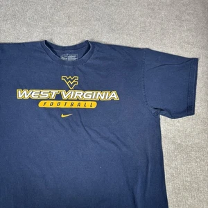 Vintage Nike West Virginia Mountaineers T Shirt Men XL Blue Logo Center Swoosh - Picture 1 of 8