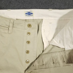 The Real McCoy Blue Seal Chino Pants Men 32 Beige Button Fly 28" Inseam USA Made - Picture 1 of 10