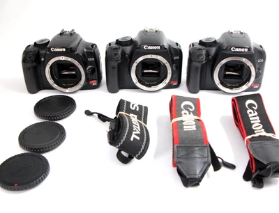 Lot of 3x Canon EOS Rebel XSi 450D XTi 400D DSLR digital EF camera bodies work! - image 1 of 4