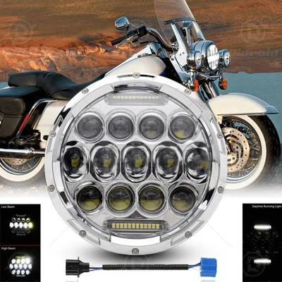 Faro LED cromado de 7 pulgadas haz alto/bajo para Harley Davidson Touring Road King Foto 1 de 4