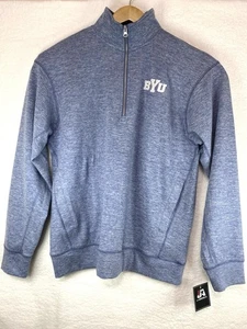NWT J. America BYU Fleece Sweater Mens L Static Blue 1/4-Zip Pullover - Picture 1 of 11