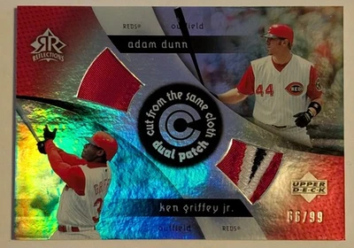 2005 UD Reflections Dual Patches #66/99 Ken Griffey Jr. & A.Dunn RARE SP Red's!! - Image 1 of 4